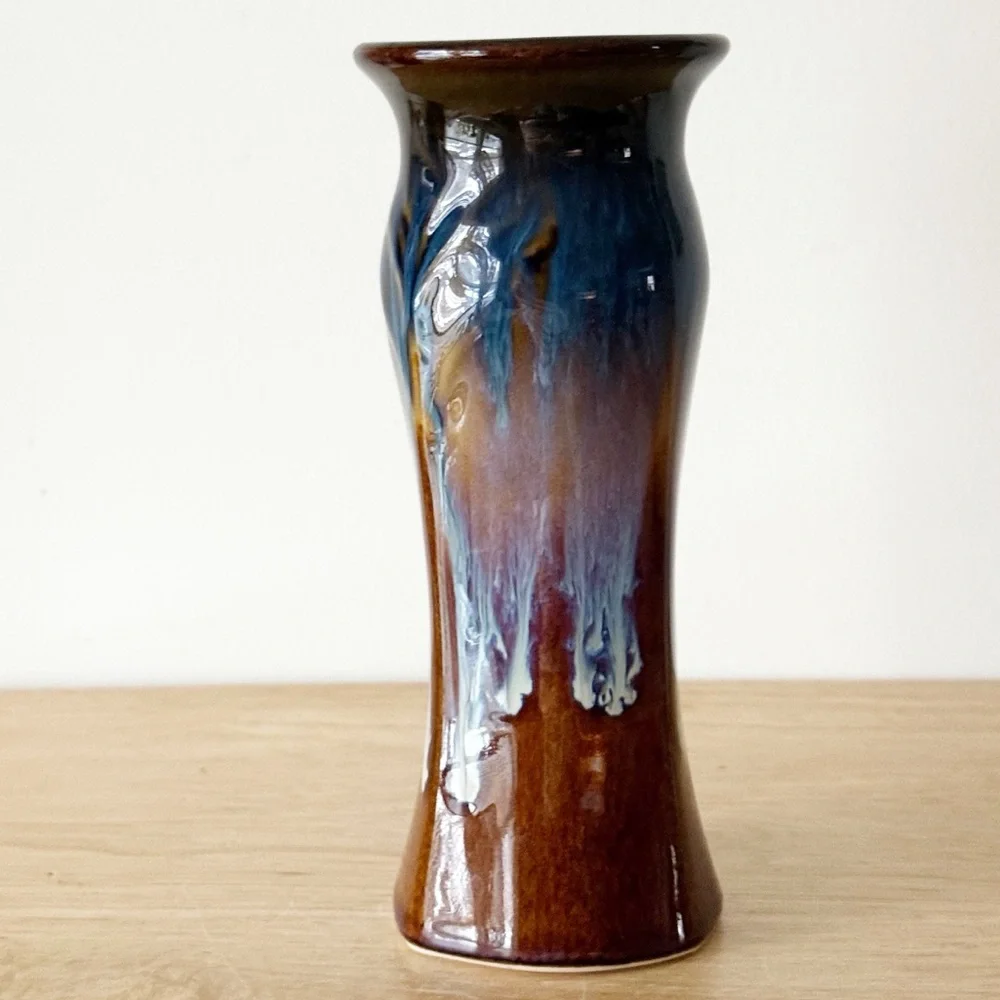 Bill Campbell Studio Pottery 7.5” Inch Vase Signed Drip Glaze Artisan Wabi Sabi - Picture 3 of 15